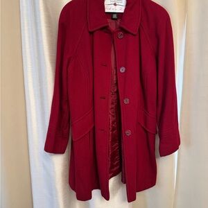 East 5th Burgundy Wool Pea Coat with Button Front